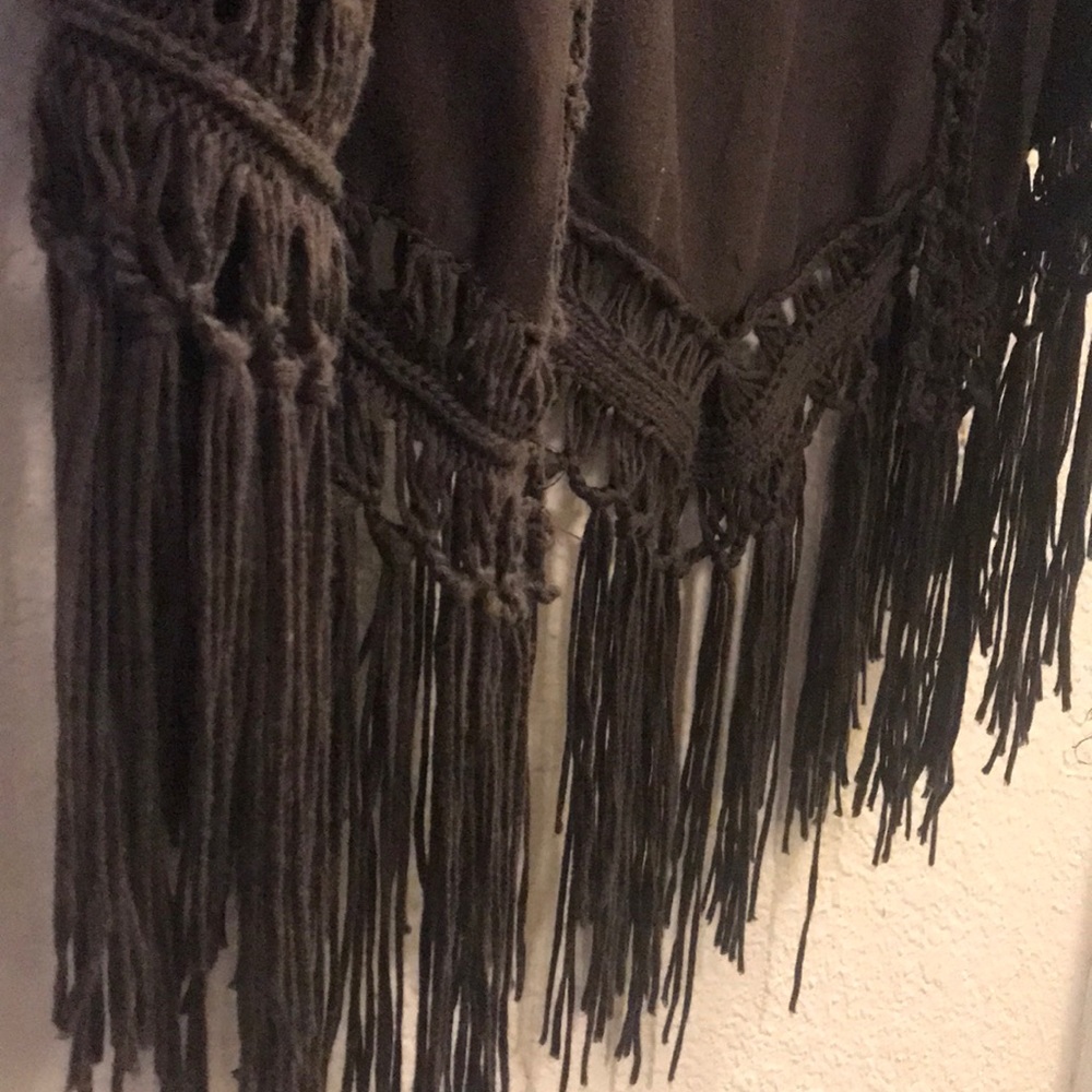 Miss Me Chocolate brown suede fringe kimono - Picture 3 of 5